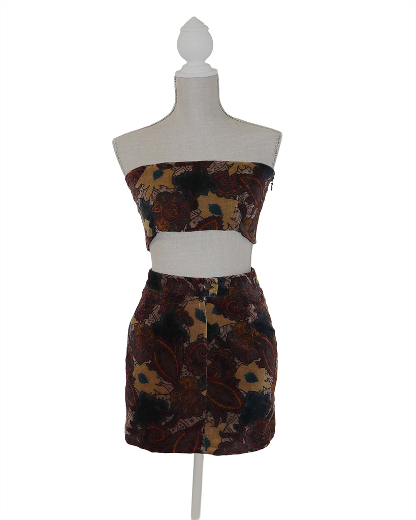 Ensemble Upcyclé - Jupe courte et top bandeau avec élastique